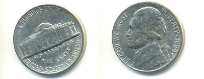США 5 ЦЕНТОВ 1989 P, ДЖЕФФЕРСОН KM А192 медно-никель 86-617