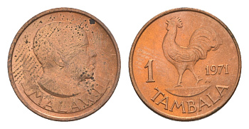 Малави 1 тамбала 1971 петух KM 7.1 бронза  aUNC  4640-855