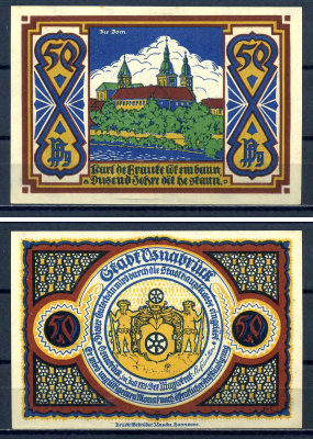 Оснабрюк 50 пфеннигов 1921 DeNG 1/2 1032.1-7/13 бумага UNC (пресс) 7556-27-4-1