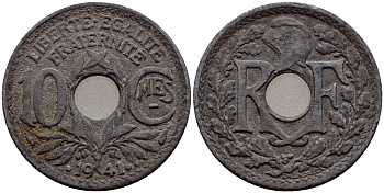 ФРАНЦИЯ 10 САНТИМОВ 1941 .1941. KM 897 цинк 23-622