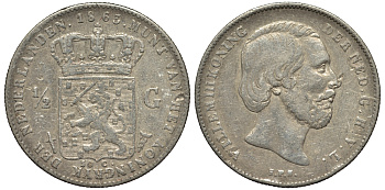 Нидерланды 1/2 гульдена 1863 Виллем III (1849-1890) KM 92 серебро 443-631