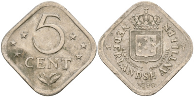 Нидерландские Антилы 5 центов 1980 Юлиана (1948-1980) KM 13 медно-никель 4364-1746