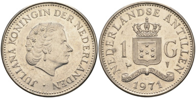 Нидерландские Антилы 1 гульден 1971 Юлиана (1948-1980) KM 12 никель 4565-623