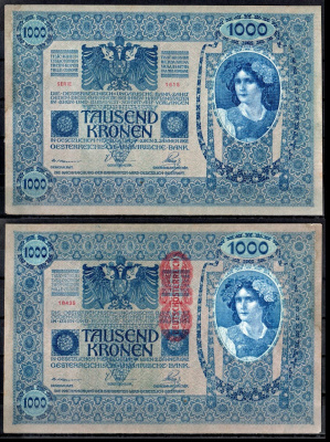 Австрия 1000 крон 1902 (1919) Pick 59 бумага UNC (пресс) 8613-6-1-2