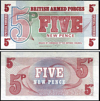 Великобритания 5 новых пенсов ND (1972) Pick M47 бумага aUNC 7221-55-1-1