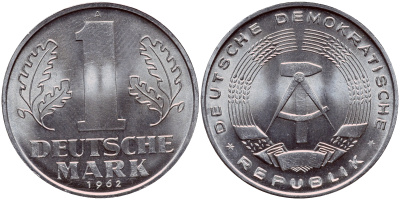 ГДР 1 МАРКА 1962 А KM 13 алюминий aUNC 1523-145