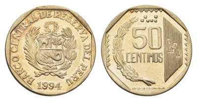 Перу 50 сентимо 1994 KM 307 медно-никель UNC 54-1015
