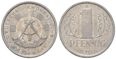ГДР 1 пфенниг 1979 A KM 8.1 алюминий 4651-1256