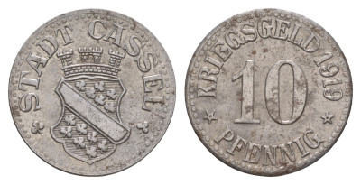 Кассель 10 пфеннигов 1919 Funck 78.5, Men05 4315.1, Men18 5479.1 железо 4657-1056