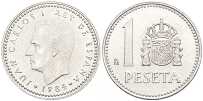 Испания 1 песета 1984 Хуан Карлос I (1975-2014) KM 821 алюминий 68-152