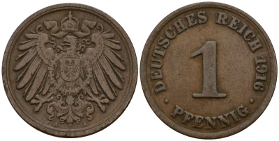 Германия 1 пфенниг 1916 A KM 10, J. 10 медь 192-954
