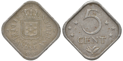 Нидерландские Антилы 5 центов 1983 Беатрикс (1980-2013) KM 13 медно-никель 4610-953