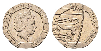 Великобритания 20 пенсов 2010 Елизавета II (1952-2022) KM 1111 медно-никель 4696-862