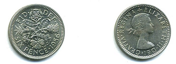 Великобритания 6 пенсов 1956 Елизавета II (1952-2022) KM 903, Spink 4149 медно-никель 35-547