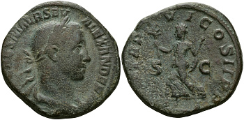Римская Империя сестерций 227 Александр Север PM TR P VII COS II PP Пация, персонификация Мира, Рим Very fine 18,28 гр RIC 465 бронза 1073-8-25
