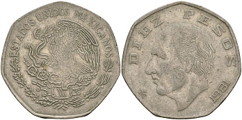 Мексика 10 песо 1981 Мигель Идальго-и-Костилья KM 477.2 медно-никель 4120-924