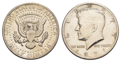 США 1/2 доллара (50 центов) 1971 Джон Кеннеди KM 202b медь плакированная медно-никелем aUNC 4131-1245