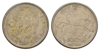 Норвегия 1 крона 1968 Улаф V (1957-1991) KM 409 медно-никель 4635-651