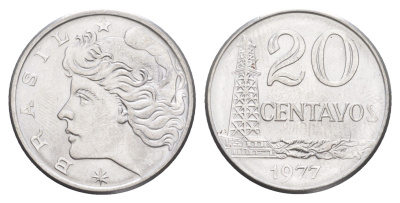 Бразилия 20 сентаво 1977 KM 579.1a нержавеющая сталь UNC 4642-1051