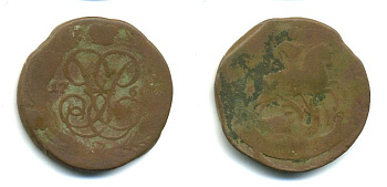 РОССИЯ 1 КОПЕЙКА 1760 медь 61-816