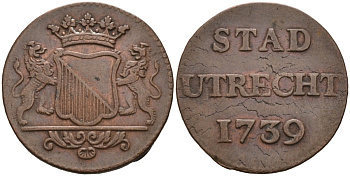 Утрехт (Utrecht), Нидерланды 1 дуит 1739 KM 91 медь 1528-434
