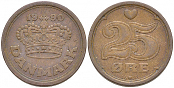 ДАНИЯ 25 ЭРЕ 1990 LG; JP; A, МАРГРЕТЕ II (1972-) KM 868.1 бронза 3309-215