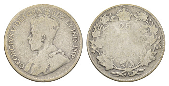 Канада 25 центов ND (1912-1936) Георг V (1910-1936) KM 24 или 24a серебро 4622-757