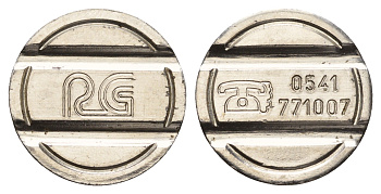 Италия телефонный жетон диаметр 24 мм, вес 5,8 гр нержавеющая сталь 4670-717