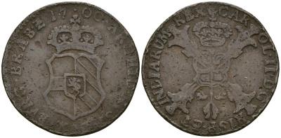 Нидерланды Испанские, Брабант 1 дуит 1700 KM 118 медь 1526-1243