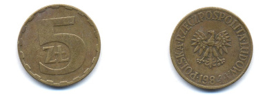 Польша 5 злотых 1984 MW KM 81.1, Parchimowicz 221i латунь 4379-1332