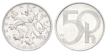 Чехия 50 геллеров 2001 KM 3 алюминий UNC 4627-1233