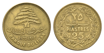 Ливан 25 пиастров 1972 KM 27.1 никель латунь 4678-351
