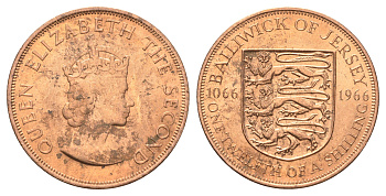 Джерси 1/12 шиллинга 1966 900 лет битве при Гастингсе KM 26 бронза aUNC 4661-112