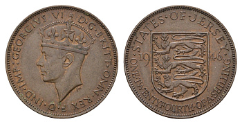 Джерси 1/24 шиллинга 1946 Георг VI (1936-1952) KM 17 бронза 4127-2114