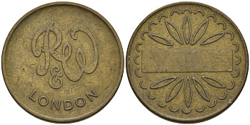 Великобритания жетон игровой  R W, LONDON  латунь    4603-213