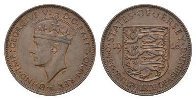 Джерси 1/24 шиллинга 1946 Георг VI (1936-1952) KM 17 бронза 4127-2114