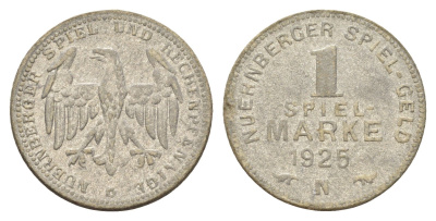 Германия игровой жетон в 1 марку 1925 диаметр 23 мм, вес 0,6 гр картон 4704-245