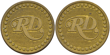 США ЖЕТОН ND RD, ЖУРНАЛ РИДЕРЗ ДАЙДЖЕСТ (RIADER'S DIGEST), ДИАМЕТР 22 ММ. желтый металл 28-746