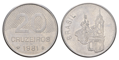 Бразилия 20 крузейро 1981 KM 593.1 нержавеющая сталь 3999-634