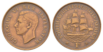 ЮАР 1 пенни 1946 Георг VI (1936-1952) KM 25 бронза 4645-845