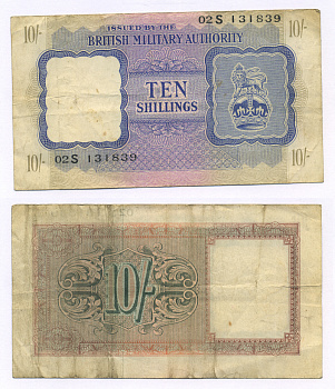 АНГЛИЯ 10 ШИЛЛИНГОВ 1943 ВОЕННЫЙ ВЫПУСК Pick М5 бумага 6318-3-2-2