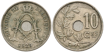 Бельгия 10 сантимов 1929 Belgique KM 85.1 медно-никель 259-1022