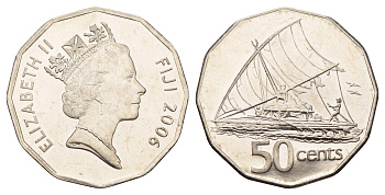 Фиджи 50 центов 2006 KM 54a сталь плакированная никелем UNC 4667-711