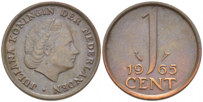 Нидерланды 1 цент 1965 Юлиана (1948-1980) КМ 180 бронза 3457-1023