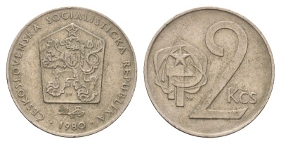 Чехословакия 2 кроны 1980 KM 75 медно-никель 190-1151