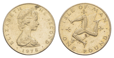 Остров Мэн 1 фунт 1978 PM, Елизавета II (1952-2022) KM 44 вирениум aUNC 4651-956