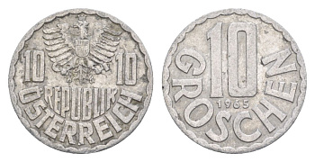 Австрия 10 грошей 1965 KM 2878 алюминий 4632-537
