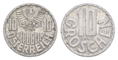 Австрия 10 грошей 1965 KM 2878 алюминий 4632-537