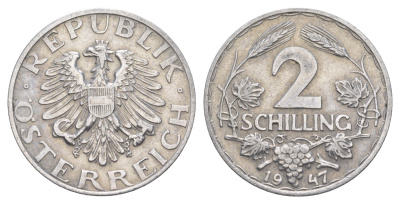 Австрия 2 шиллинга 1947 KM 2872 алюминий 4525-832