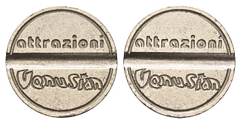 Италия, Веноза жетон на атракционы диаметр 22 мм, вес 4,5 гр белый металл 4670-634